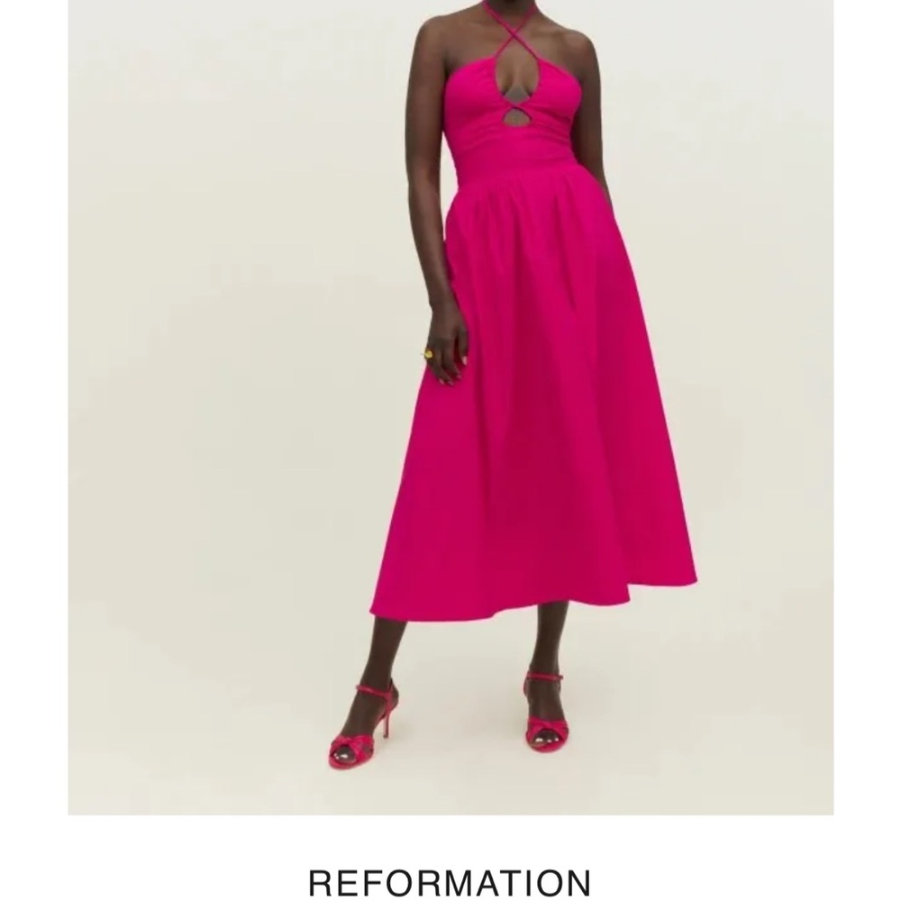 Reformation Pink Halter Midi Dress